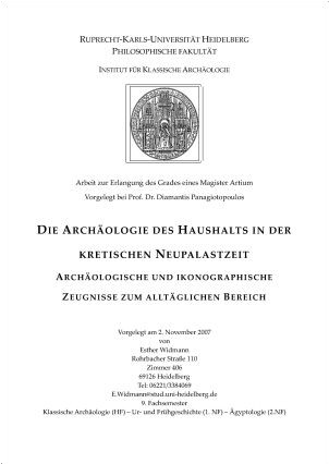 Cover: Die Archäologie des Haushalts in der kretischen Neupalastzeit